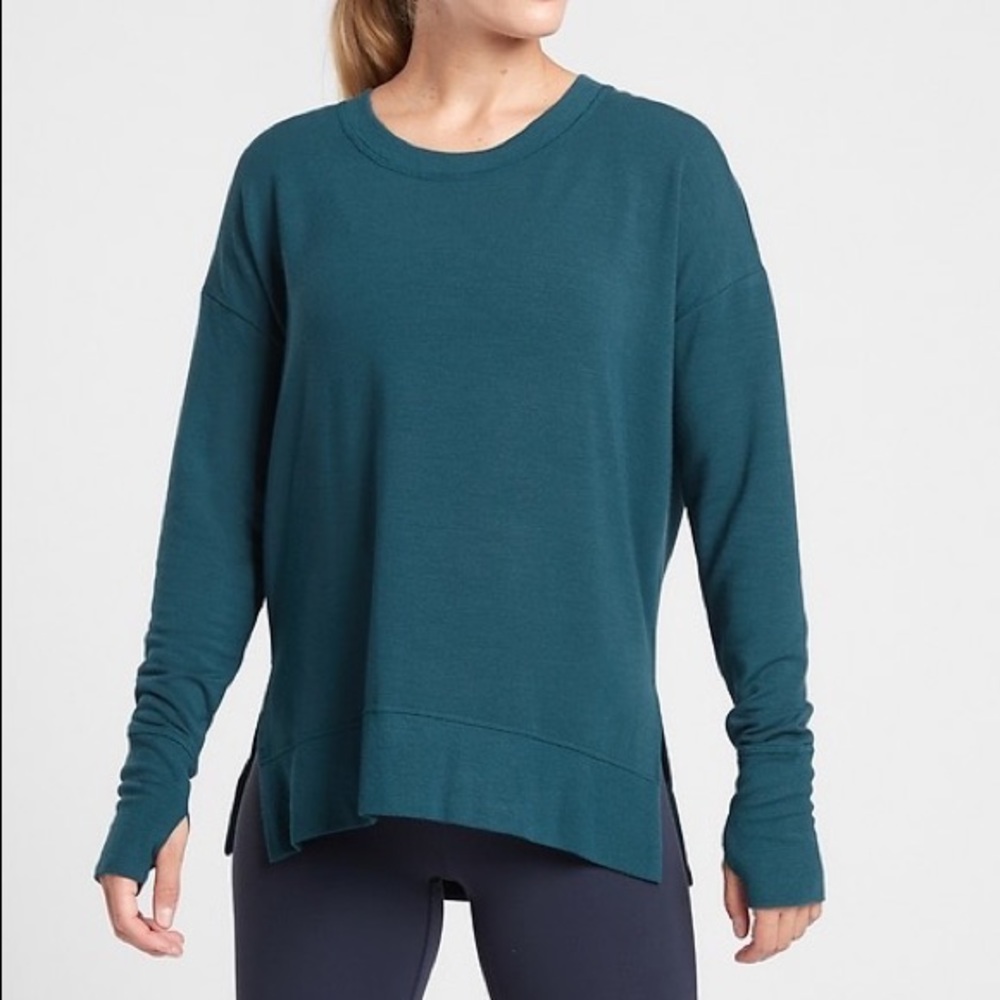 Athleta Turquoise Coaster Luxe Thumbhole Sweater